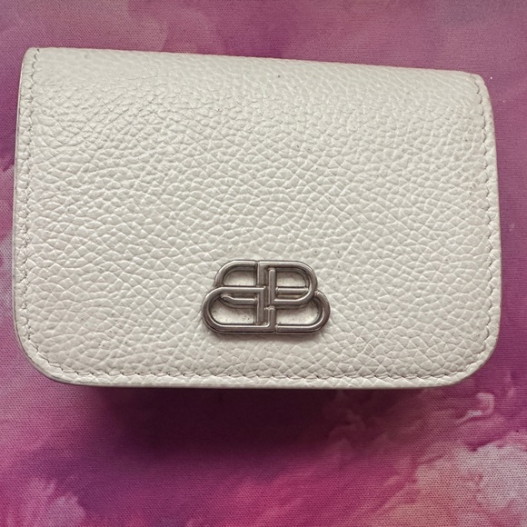 Balenciaga Handbags - Balenciaga Compact Wallet (EUC; White/Silver)